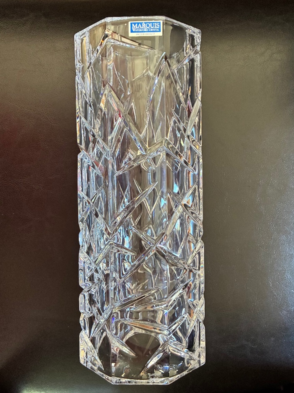 Marquis Waterford Crystal “donut” dual-opening Vase Hexagon Germany 11 inch